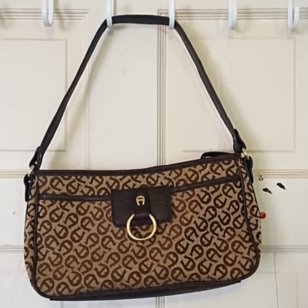 Aigner handbag  logo monogram canvas